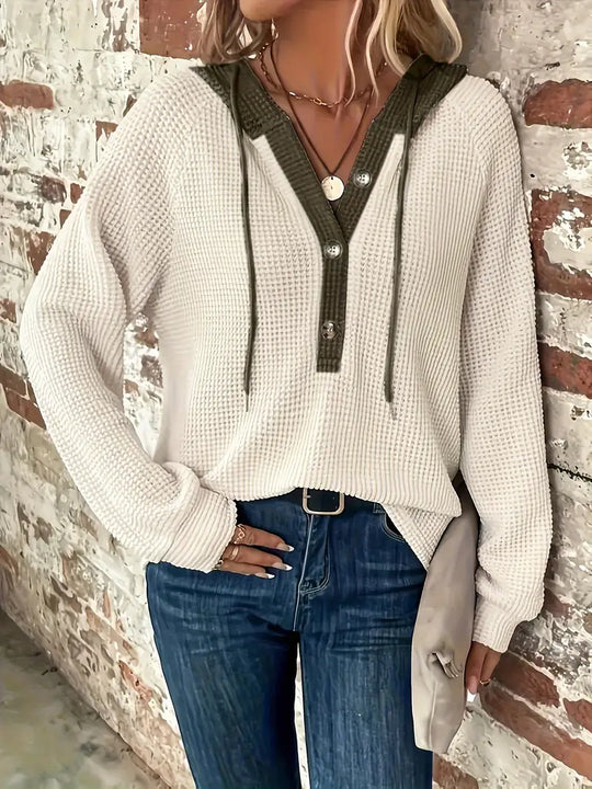 Ricarda – Button-Front Hooded Knit Sweater for Women