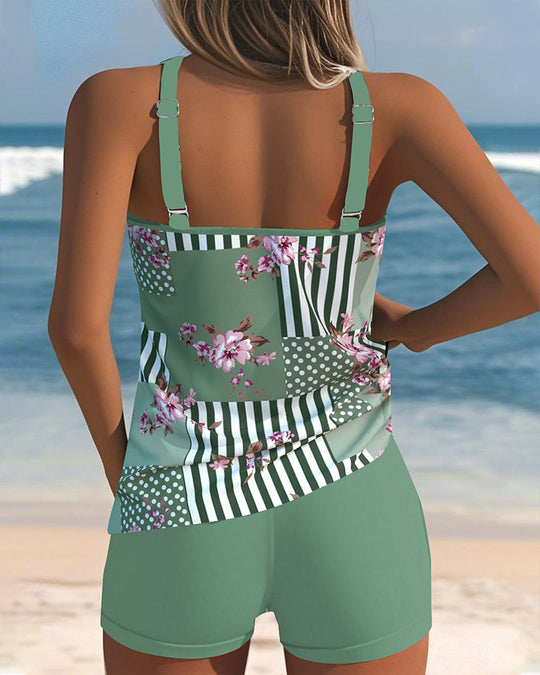 Eirlys – Floral Stripe Tankini with Boyshorts for Women