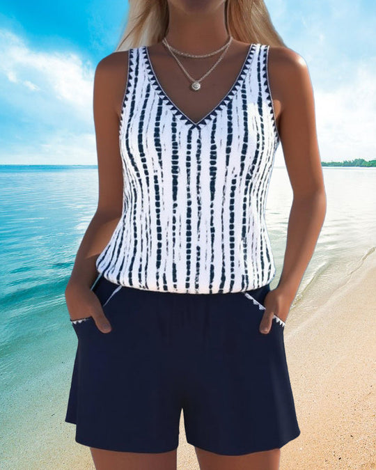 Bronwen – Nautical Stripe Tankini Set for Woman