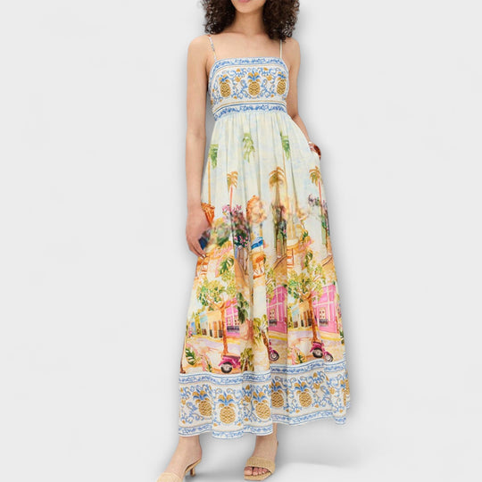 Luira – Flowing Maxi Dress with Multicolor Pattern