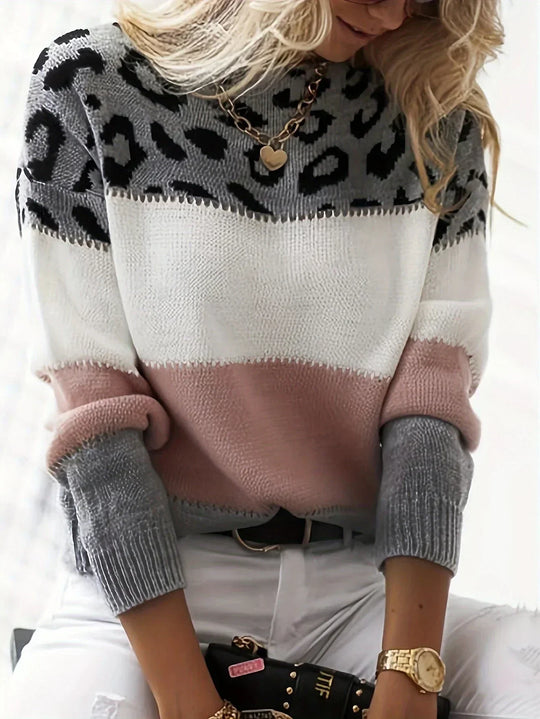 Claudette – Leopard Pattern Knit Sweater for Women