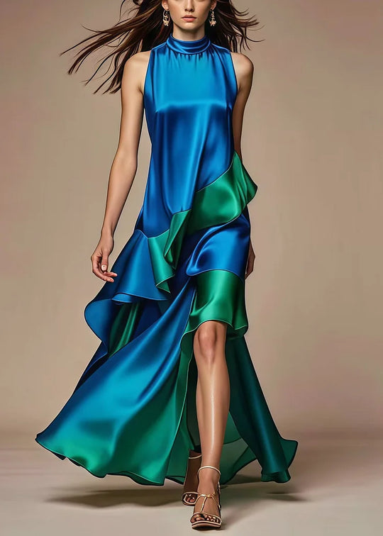 Meredith – Ocean Mirage Satin Gown