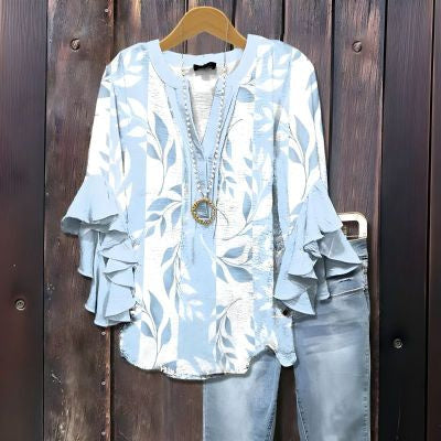 Zainab – Boho Paisley Ruffle Sleeve Blouse for Women