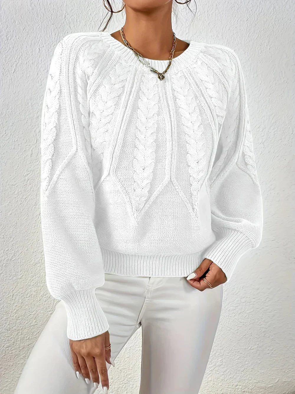 Geena – Chunky Cable Knit Sweater for Women