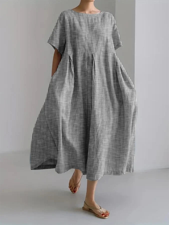 Signe – Long summer dress with a relaxed fit and retro stripes for everyday comfort