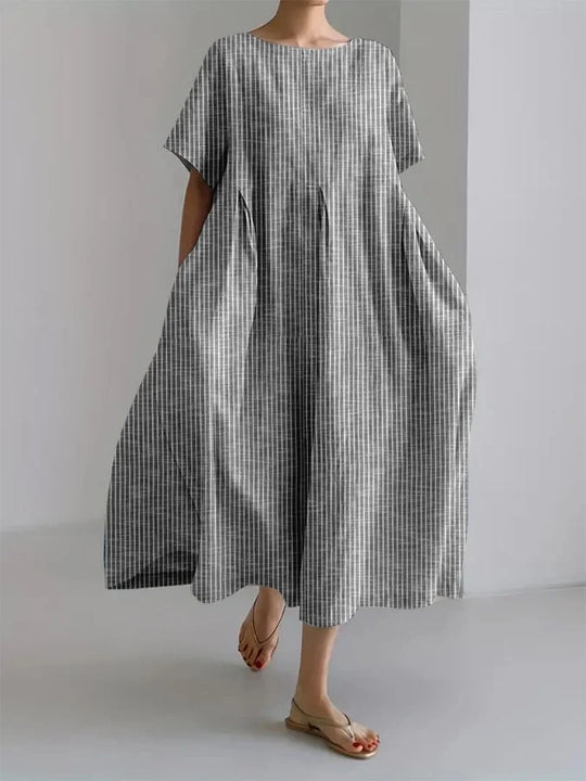 Signe – Long summer dress with a relaxed fit and retro stripes for everyday comfort