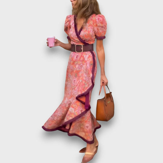 Evelyn – Feminine Wrap Dress with Puff Sleeves