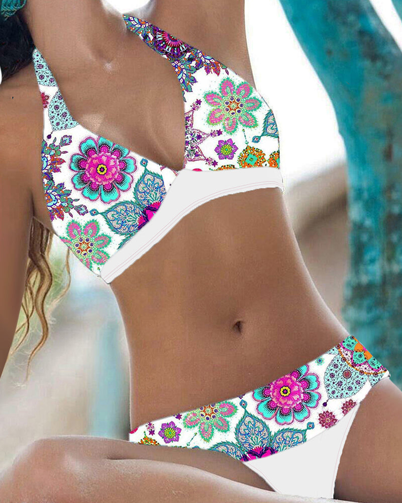 Olga – Printed Cross-Tie Bikini Set for Women