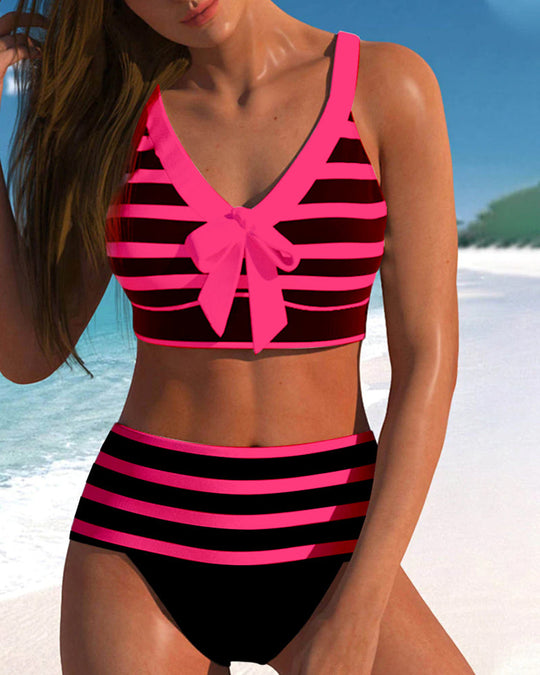 Zena – Striped Bow Bikini Set for Women