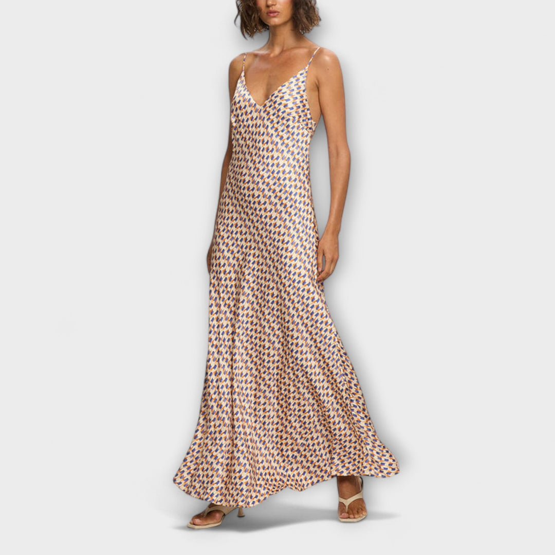 Tove - Chic Geometric Print Maxi Dress
