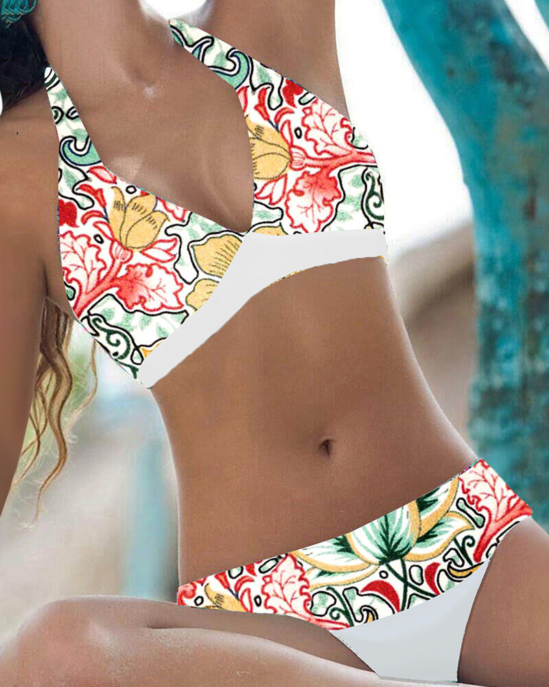 Olga – Printed Cross-Tie Bikini Set for Women