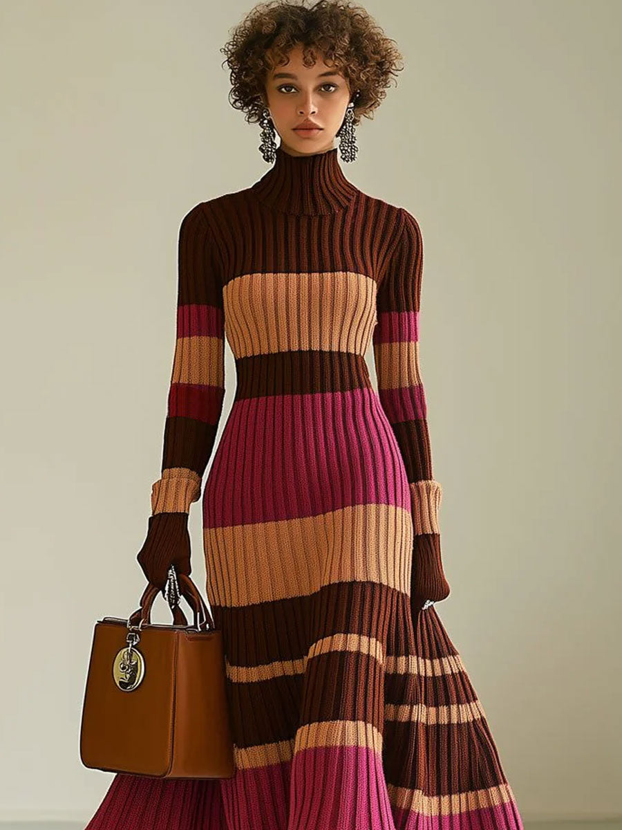 Clayton – Striped Ribbed Knit Maxi Dress