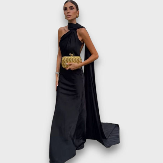 Corinne – Asymmetrical Evening Dress with Draping
