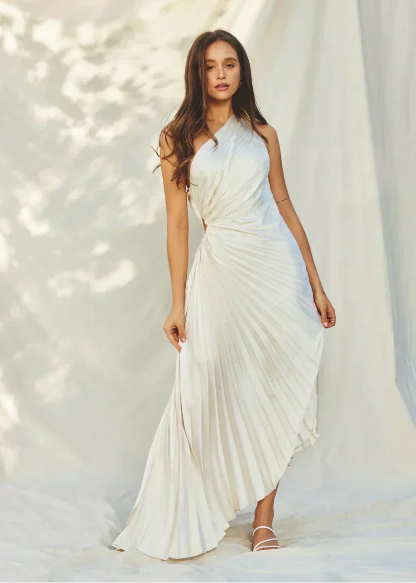 Cadence – One-Shoulder Pleated Evening Gown for Women