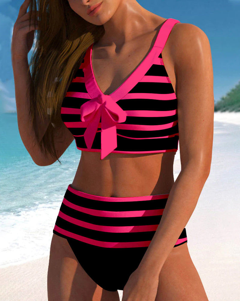Zena – Striped Bow Bikini Set for Women