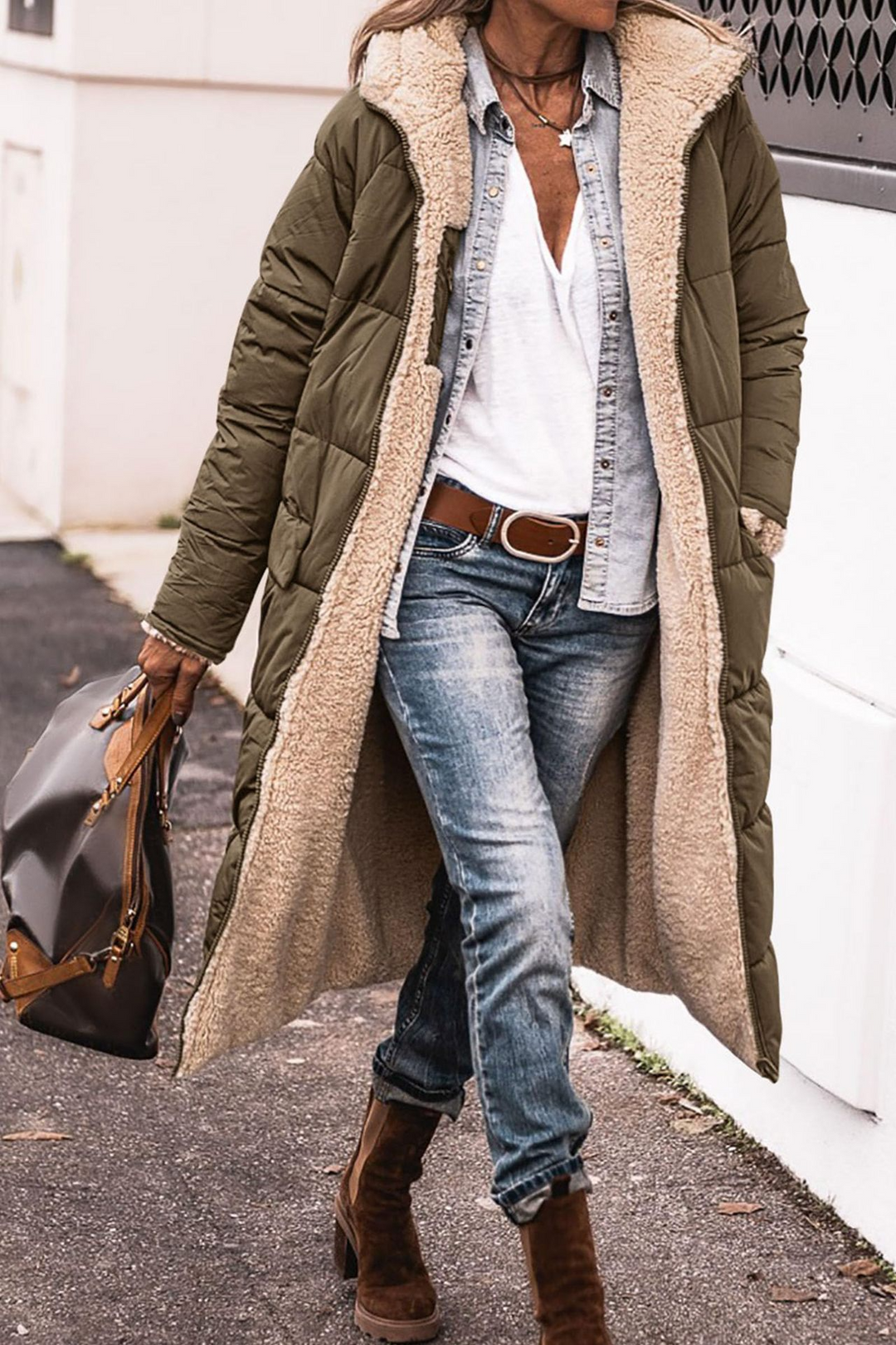 Madalyn – Longline Sherpa-Lined Puffer Coat for Women