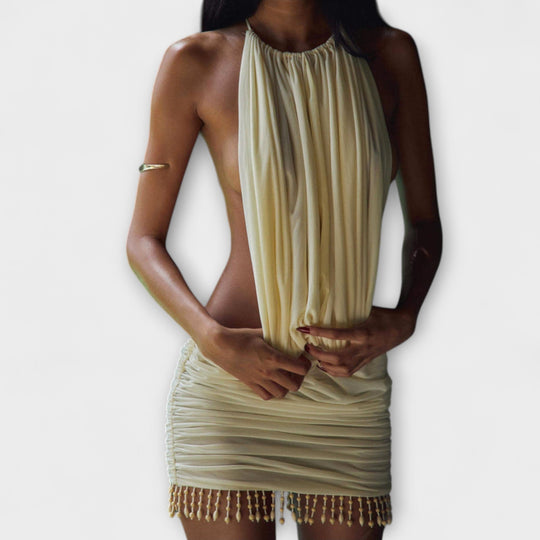 Nyari – Draped Mini Dress with Pearl Details