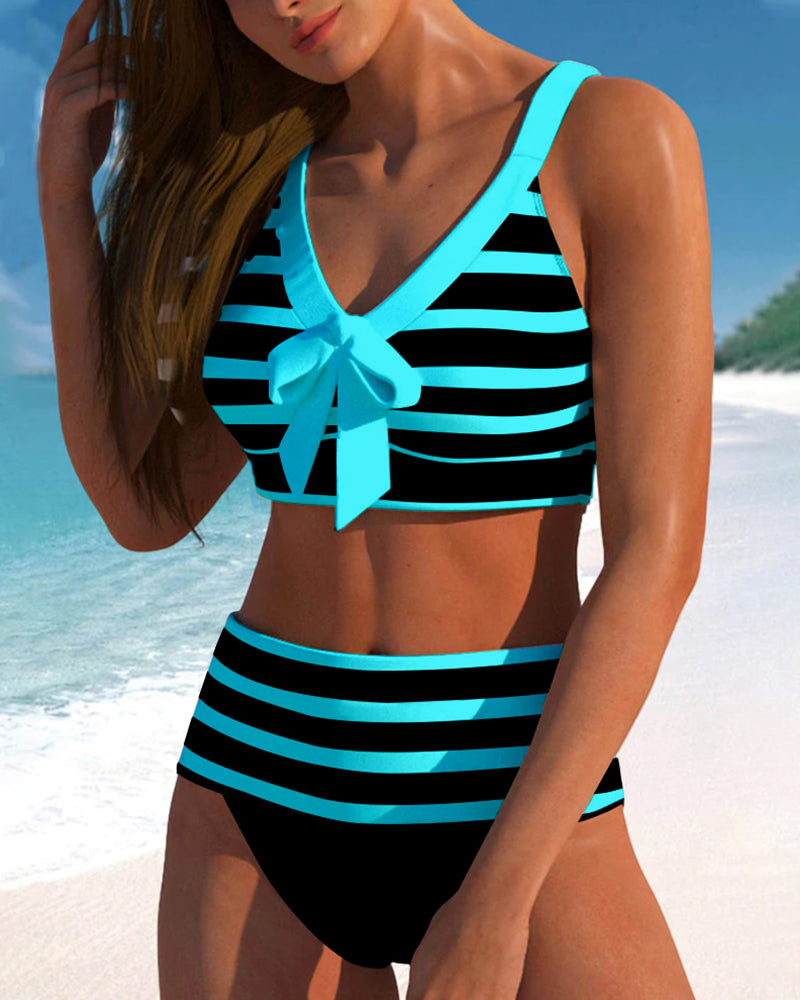 Zena – Striped Bow Bikini Set for Women