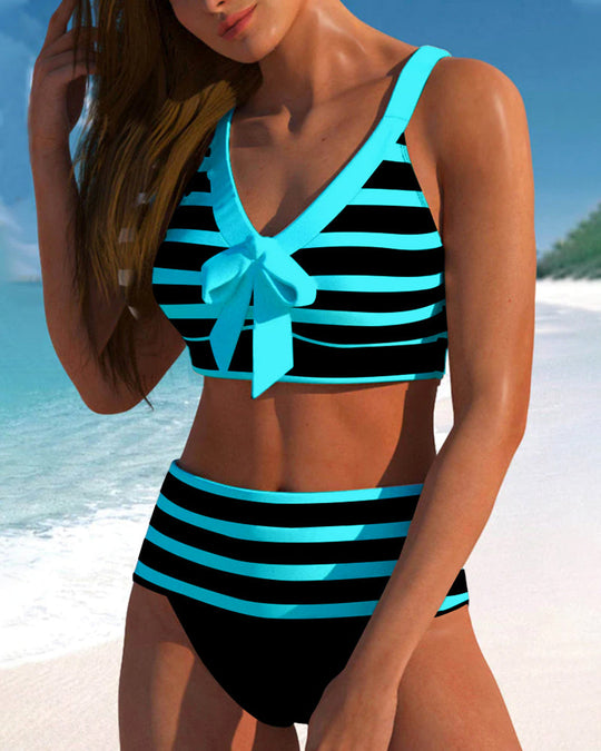 Zena – Striped Bow Bikini Set for Women