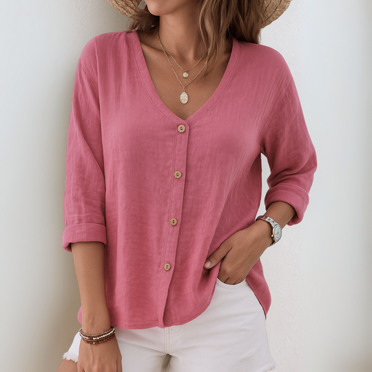Penny – Lightweight Button-Front Knit Top for Women
