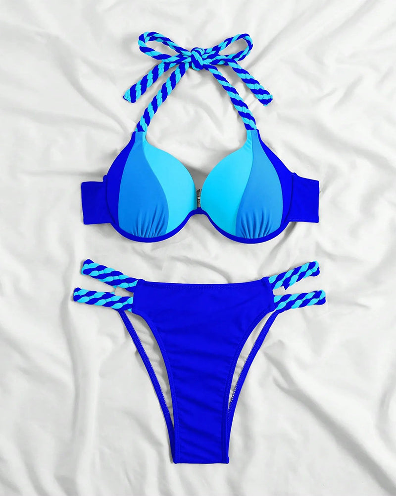 Gwenllian – Braided Strap Push-Up Bikini Set for Women
