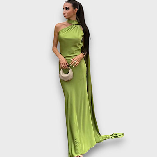 Corinne – Asymmetrical Evening Dress with Draping