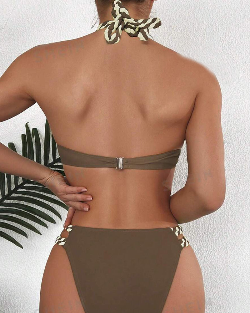 Gwenllian – Braided Strap Push-Up Bikini Set for Women