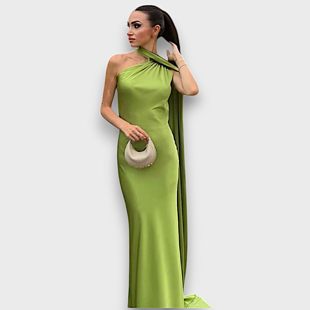Corinne – Asymmetrical Evening Dress with Draping
