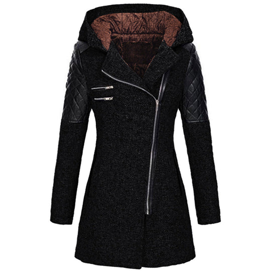 Shane – Hooded Wool-Blend Asymmetrical Coat for Women