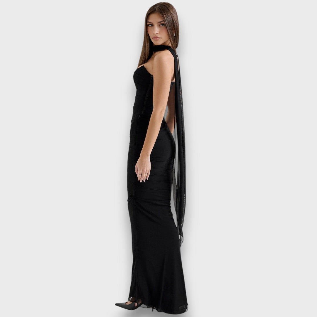 Leandra – Figure-Hugging Maxi Dress with Draping