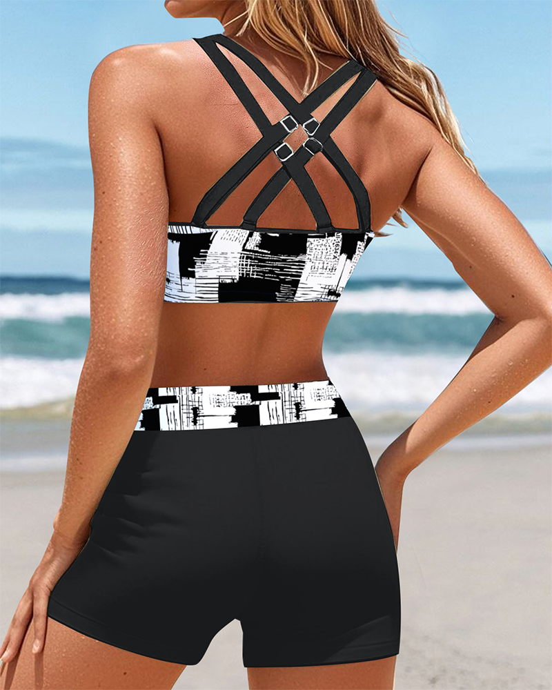 Nadia – Graphic Zip Swim Set for Women