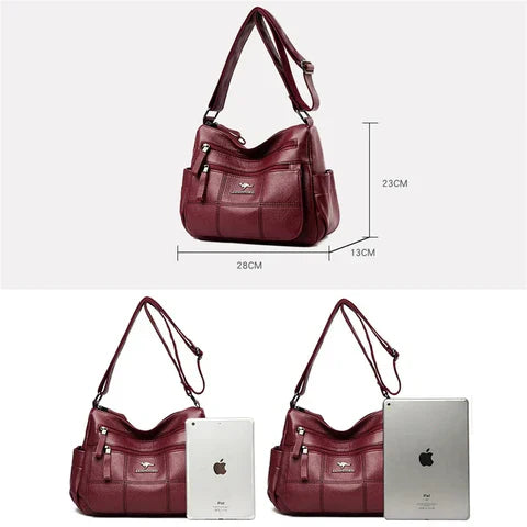 Zulay – Multi-Pocket Soft Leather Shoulder Bag for Women