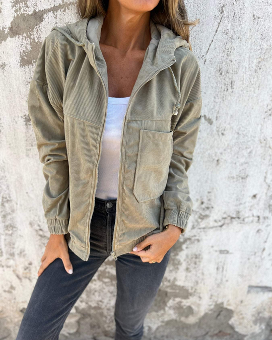 Snow - VelvetRidge Zip-Up Corduroy Hoodie