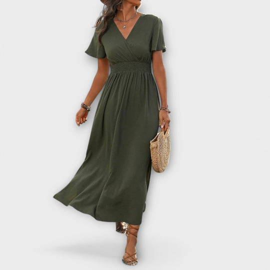 Alvera – Maxi Dress with Wrap Effect and Side Slit
