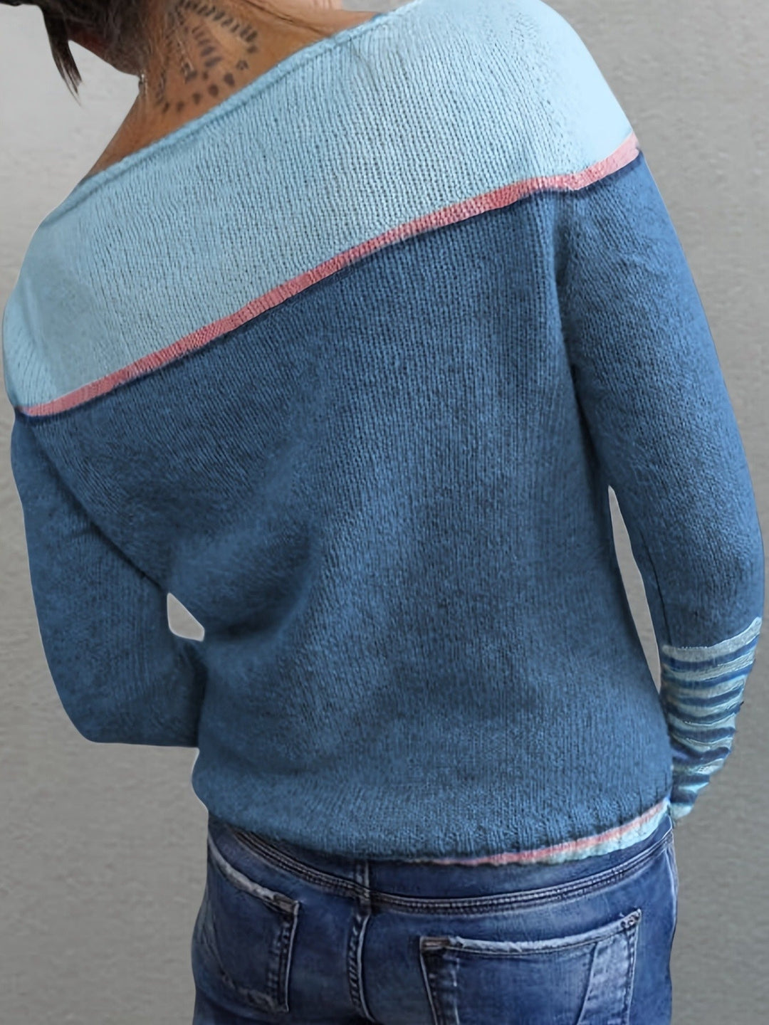 Celia – Off-Shoulder Striped Knit Sweater for Women