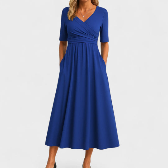 Naureen – Elegant V-Neck Empire Waist Maxi Dress for Women
