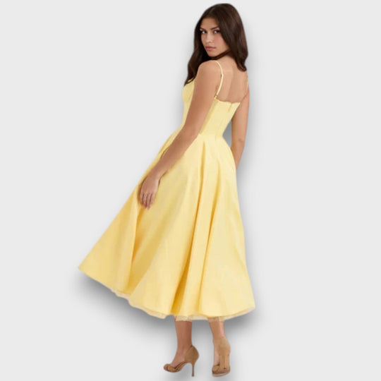 Viviana – Strap Dress with Flowing Satin Style Skirt