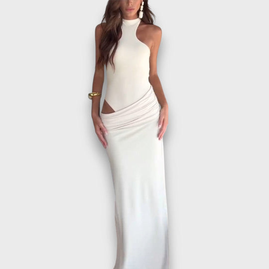 Luma – Figure-Hugging Dress with Cut-out and Stand-up Collar