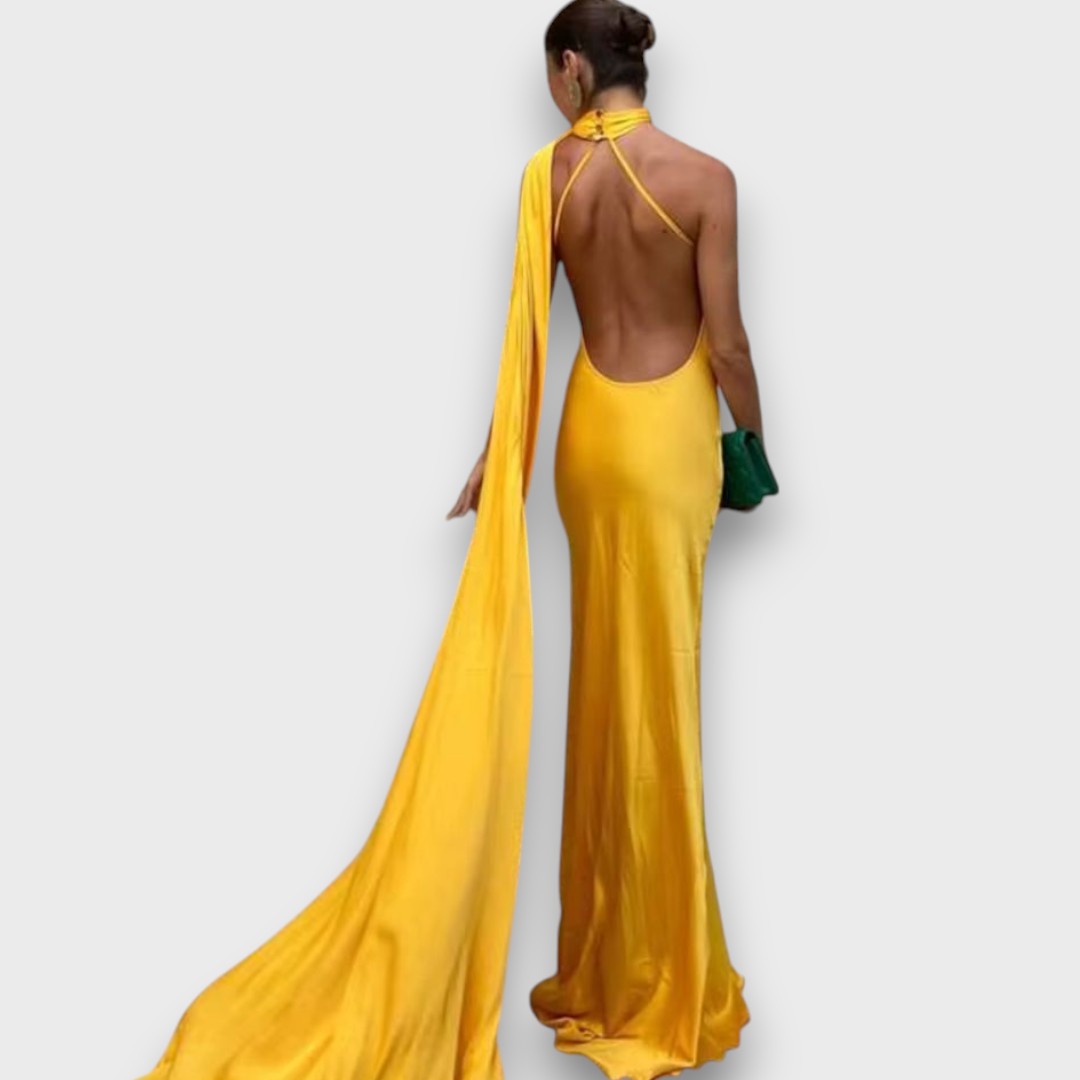 Corinne – Asymmetrical Evening Dress with Draping