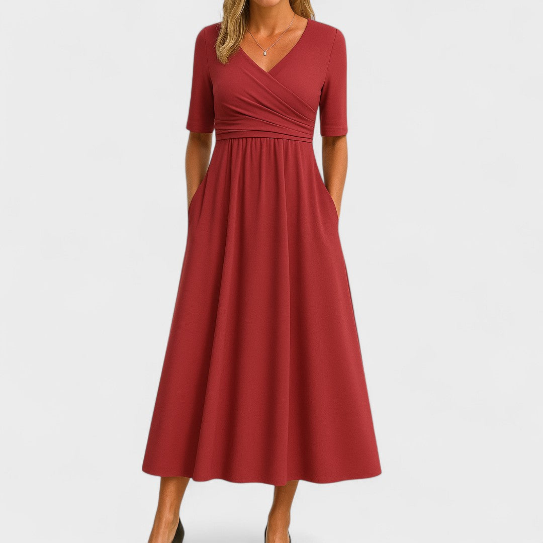 Naureen – Elegant V-Neck Empire Waist Maxi Dress for Women