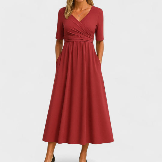 Naureen – Elegant V-Neck Empire Waist Maxi Dress for Women