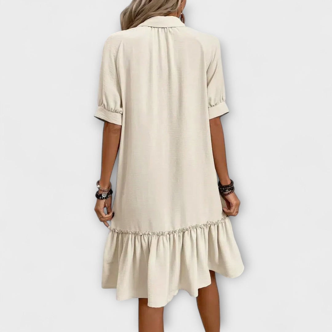 Mirana – Shirt Dress with Ruffles and Button Placket