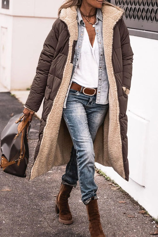 Madalyn – Longline Sherpa-Lined Puffer Coat for Women