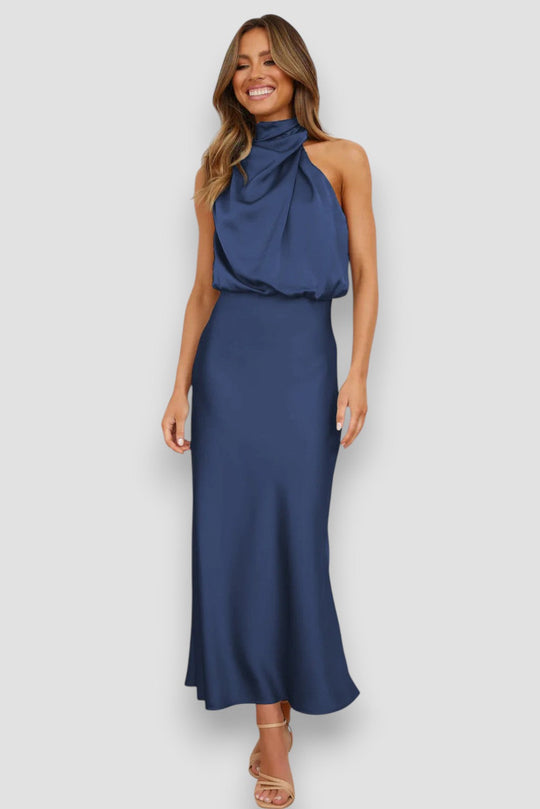 Peri – Satin Cowl Neck Midi Dress for Women