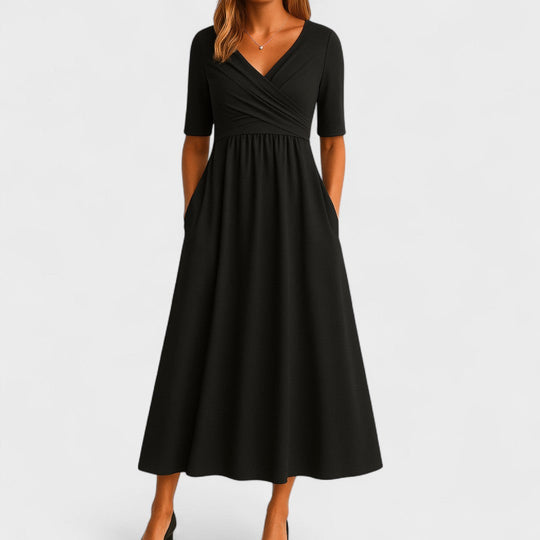 Naureen – Elegant V-Neck Empire Waist Maxi Dress for Women