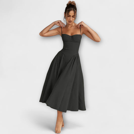 Ameline – Feminine Midi Dress with Waist Focus