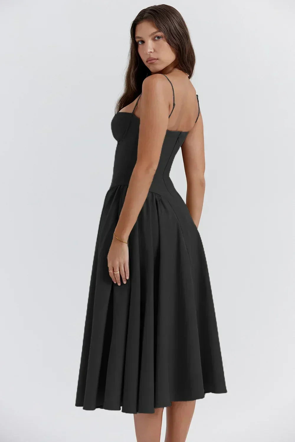 Serenah – Strapless Midi Dress with Sweetheart Bodice