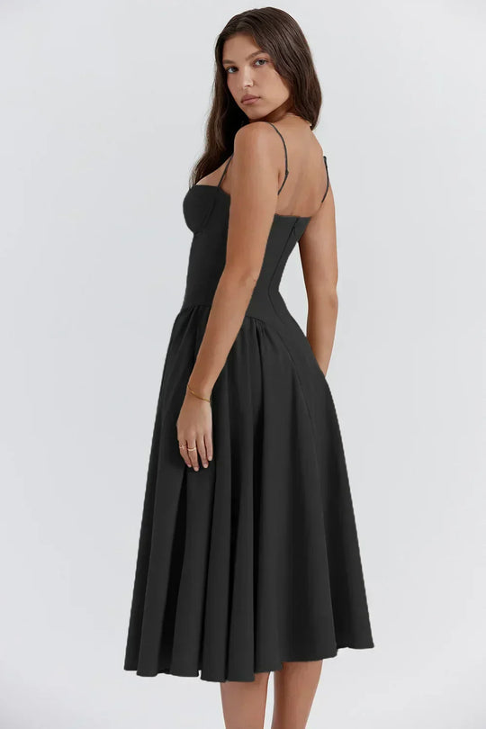 Serenah – Strapless Midi Dress with Sweetheart Bodice