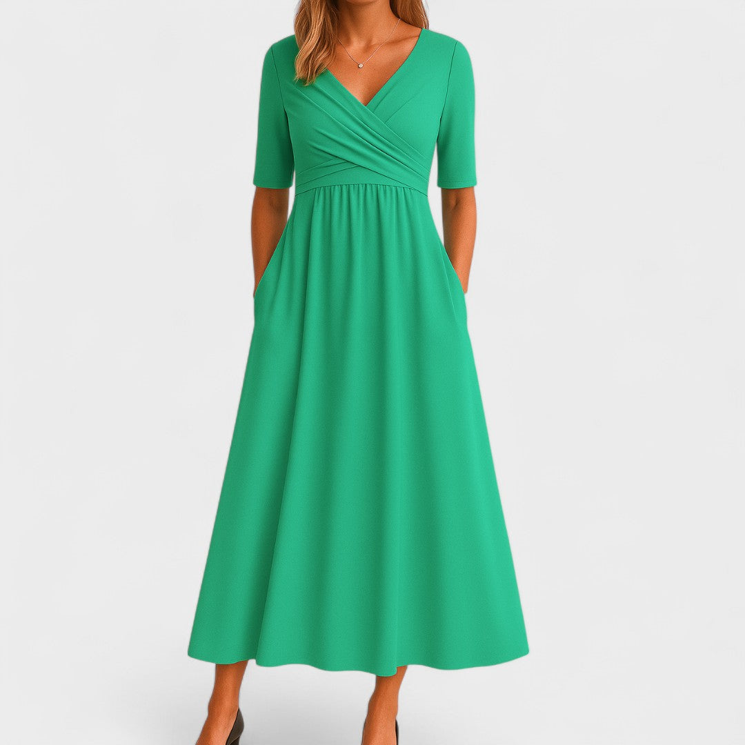 Naureen – Elegant V-Neck Empire Waist Maxi Dress for Women