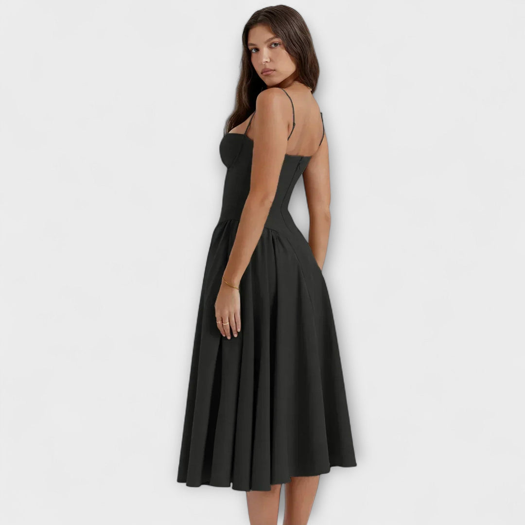 Ameline – Feminine Midi Dress with Waist Focus